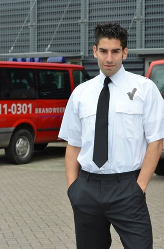 Heren Pilot shirt + V teken - KM Wit